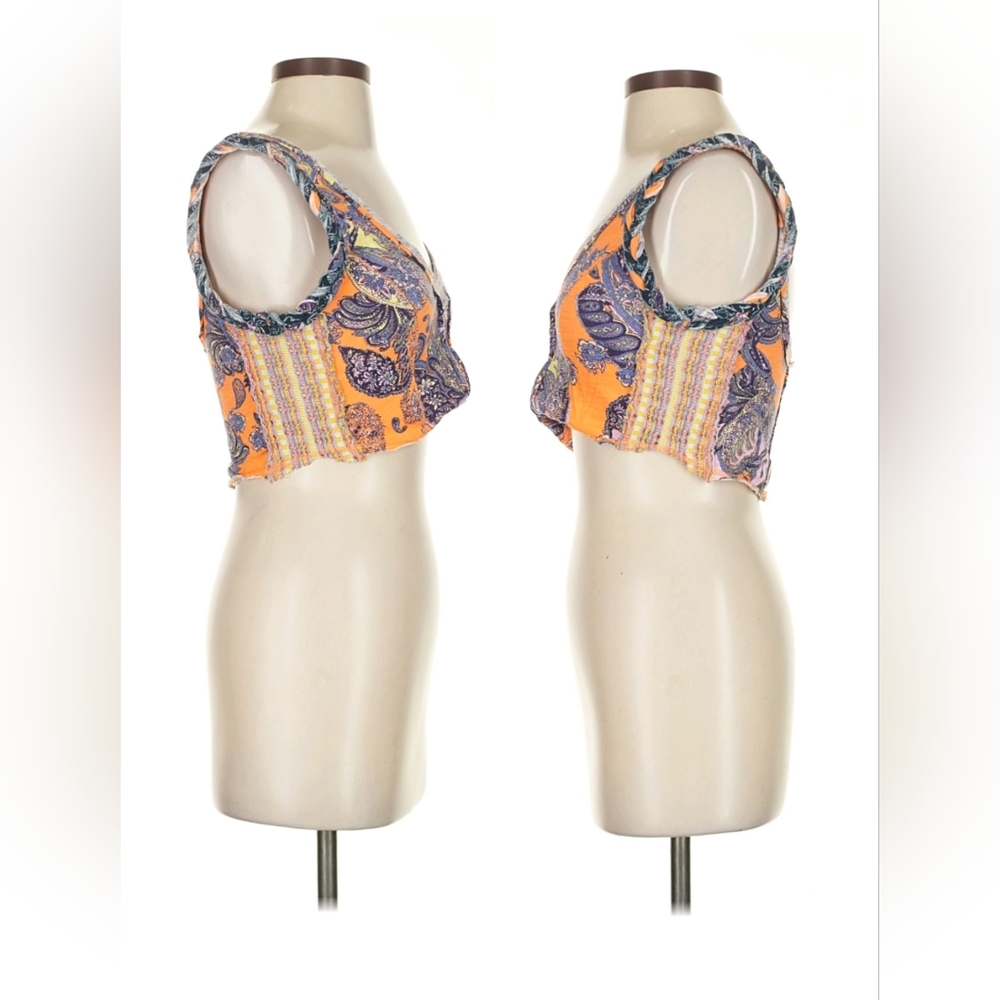 Free People Orange and Purple Floral Crop Top - Picture 5 of 6
